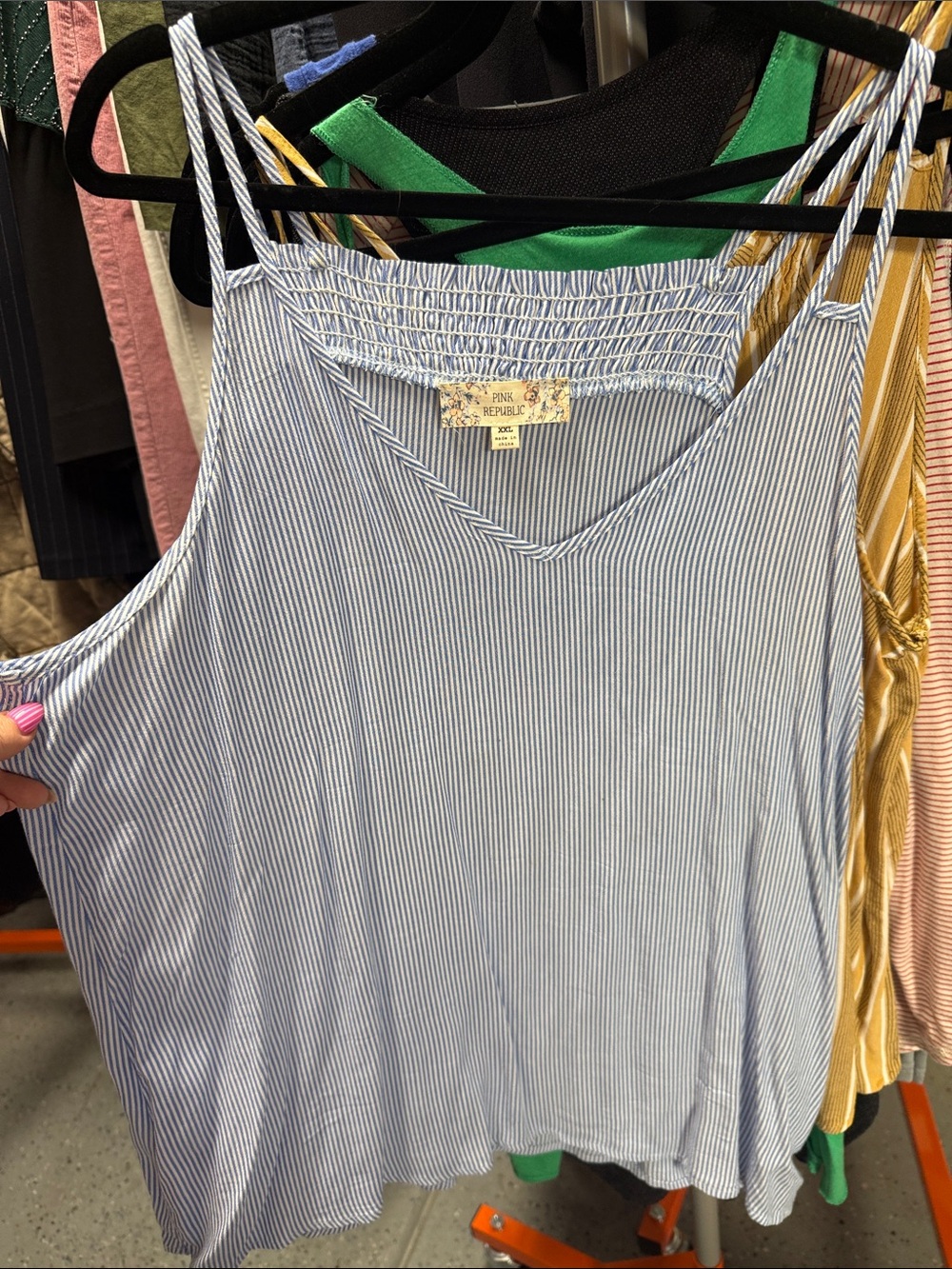 Pink Republic Blue and White Pinstripe Spaghetti Strap Camisole